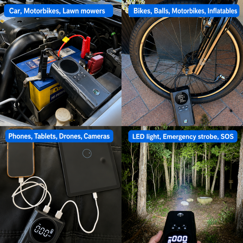 Tekkvault™ RoadRescue Pro 4-in-1 Portable Jump Starter
