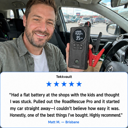 Tekkvault™ RoadRescue Pro 4-in-1 Portable Jump Starter